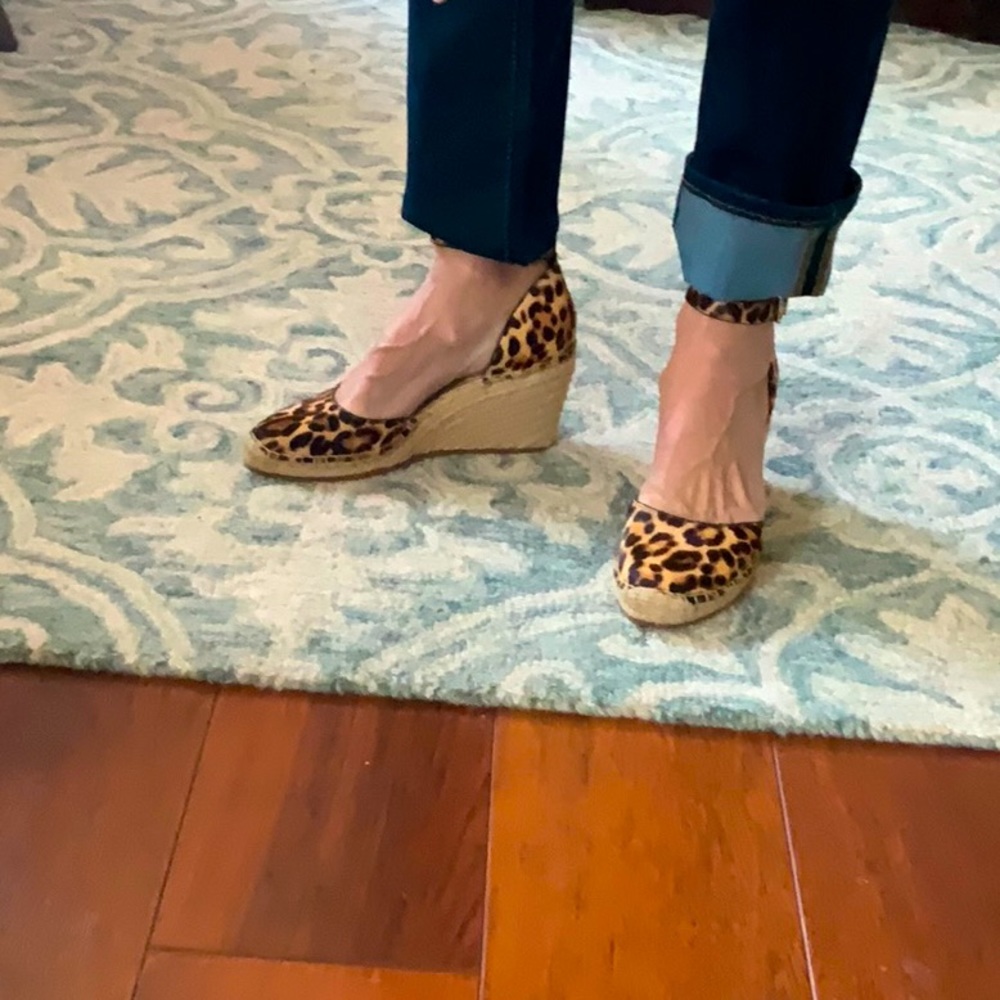 Kenneth Cole leopard espadrille wedge. “Olivia”